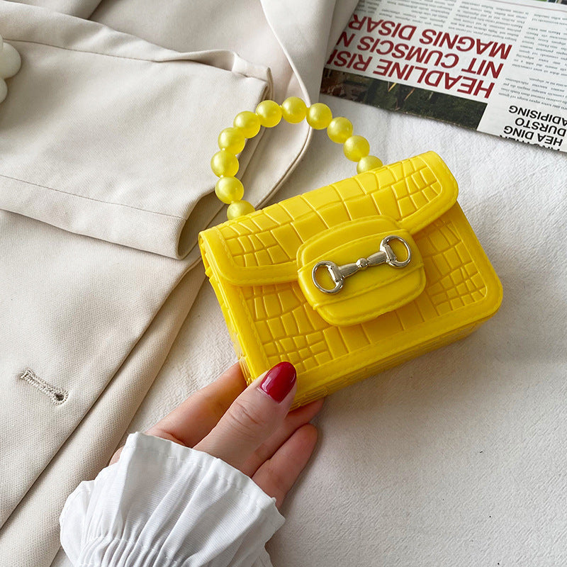Elegant Girls Pearl Handle Jelly Mini Bag.
