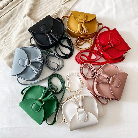 Double Tassel Toddler Girls' Leather Bag.