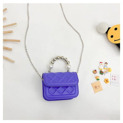 Cute Beaded Handle Mini Shoulder Purse.