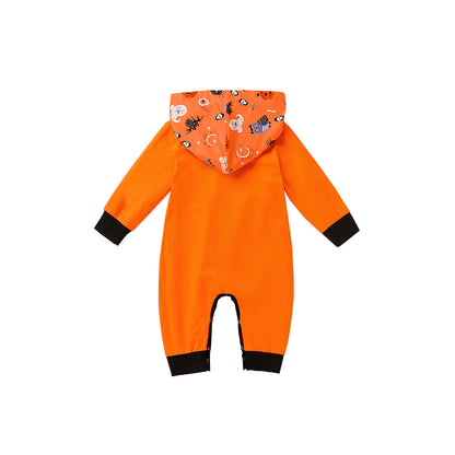Infant Boy Girl Happy Halloween Cartoon Hoodie Jumpsuit