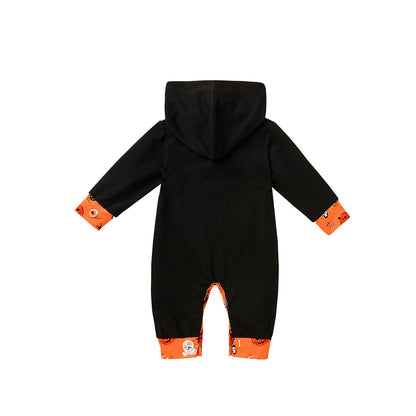 Infant Boy Happy Halloween Pumpkin Hoodie Jumpsuit