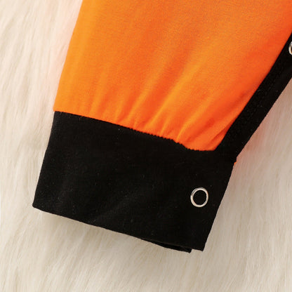 Infant Boy Happy Halloween Pumpkin Hoodie Jumpsuit