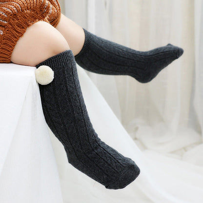 Infant Toddler Girl Pom Pom Decor High Top Socks Wholesale 36585846