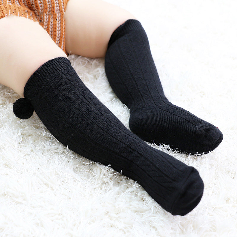 Infant Toddler Girl Pom Pom Decor High Top Socks Wholesale 36585846