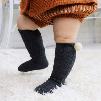 Infant Toddler Girl Pom Pom Decor High Top Socks Wholesale 36585846