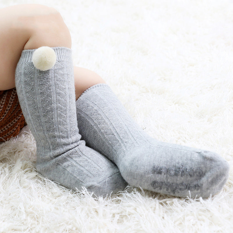 Infant Toddler Girl Pom Pom Decor High Top Socks Wholesale 36585846