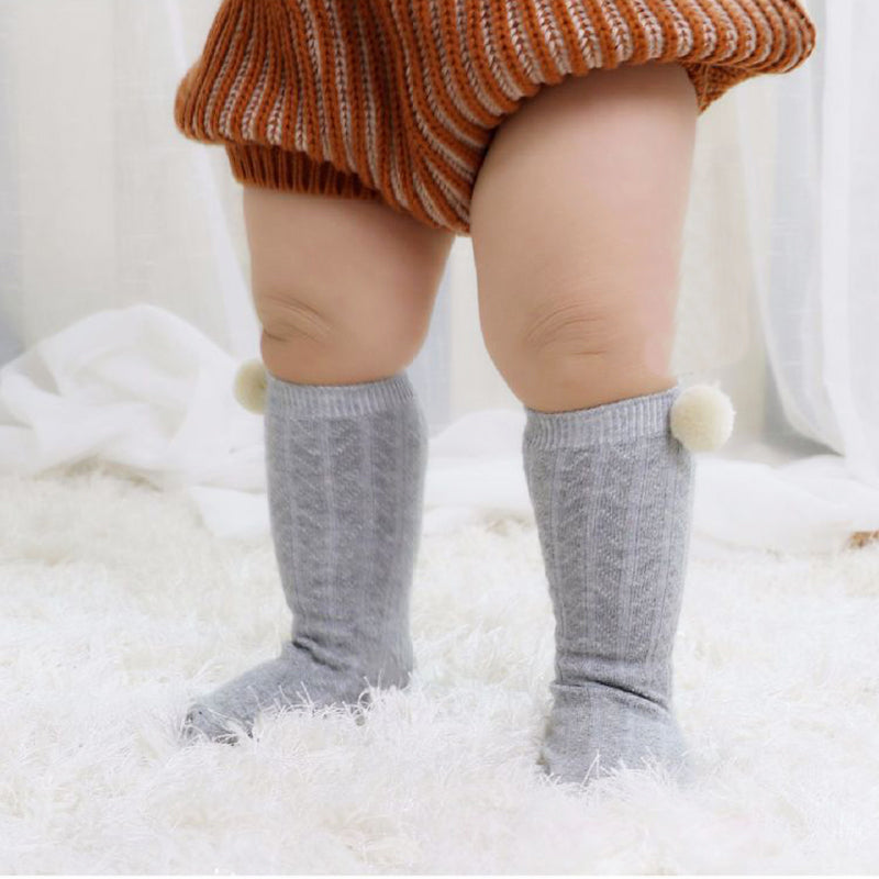 Infant Toddler Girl Pom Pom Decor High Top Socks Wholesale 36585846