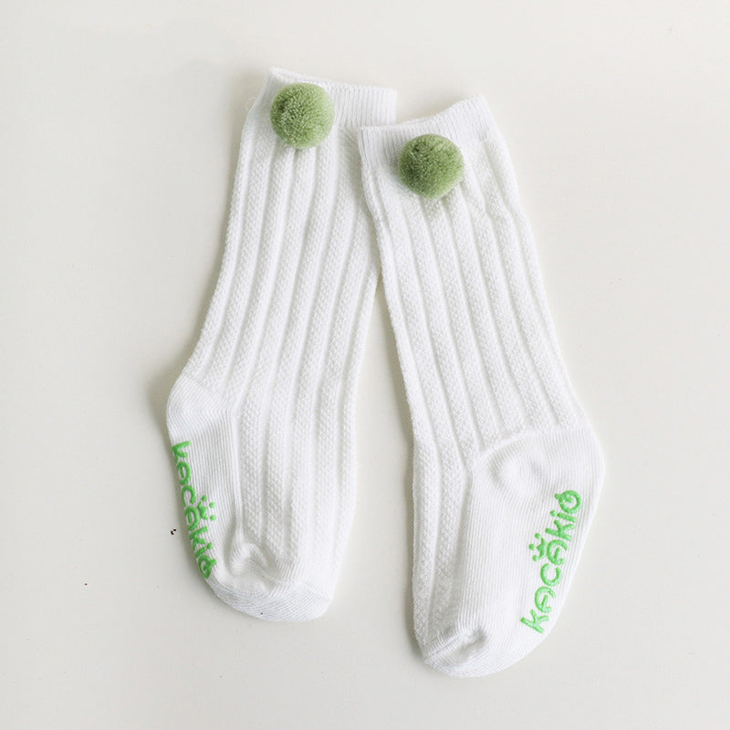 Infant Toddler Girl Pom Pom Decor High Top Socks Wholesale 36585846