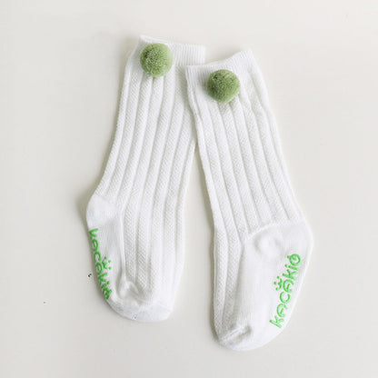 Infant Toddler Girl Pom Pom Decor High Top Socks Wholesale 36585846
