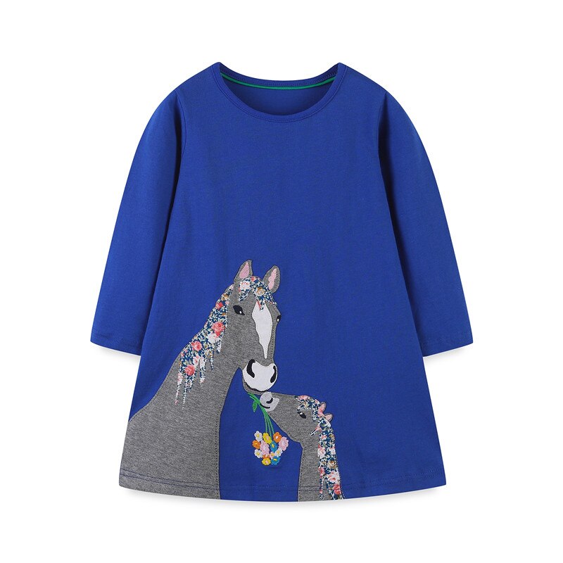 Racing Horse Print Design Long Sleeve Top Dress