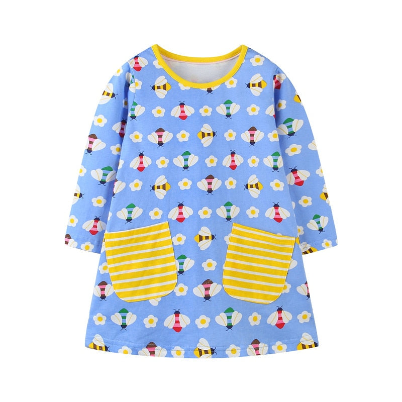 Racing Horse Print Design Long Sleeve Top Dress
