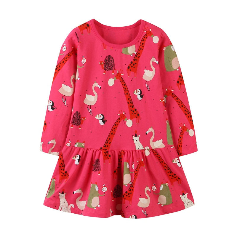 Racing Horse Print Design Long Sleeve Top Dress