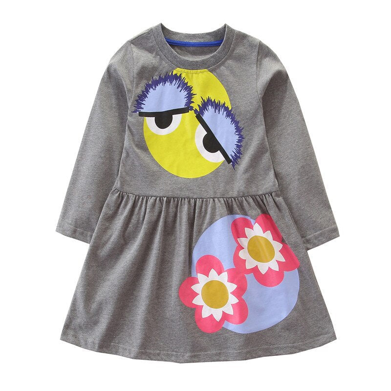 Racing Horse Print Design Long Sleeve Top Dress