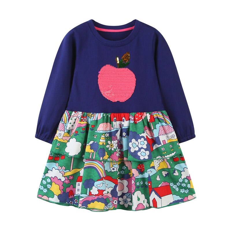 Racing Horse Print Design Long Sleeve Top Dress