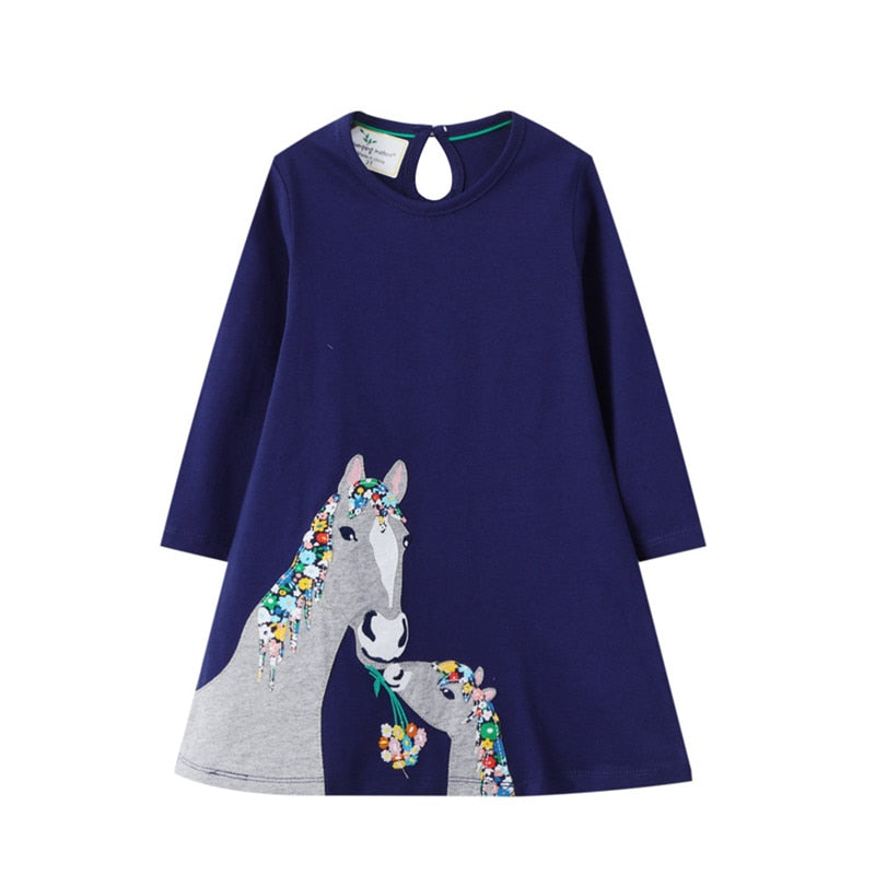 Twin Rabbits and Floral Long Sleeve Top Dress