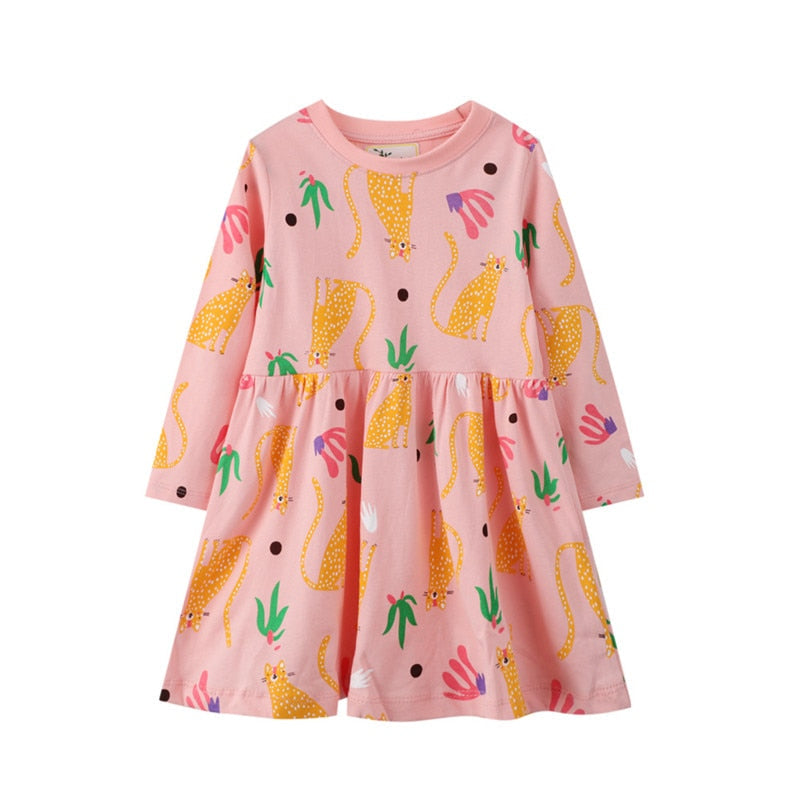 Twin Rabbits and Floral Long Sleeve Top Dress