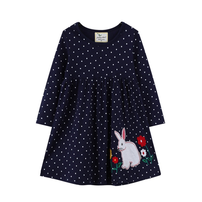 Twin Rabbits and Floral Long Sleeve Top Dress