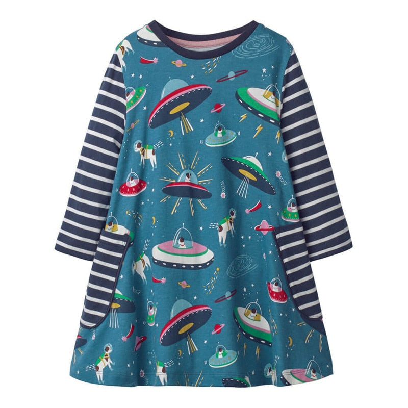 Twin Rabbits and Floral Long Sleeve Top Dress
