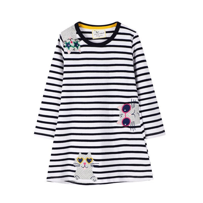 Cute Embroidery Design Patch Long Sleeve Top Dress