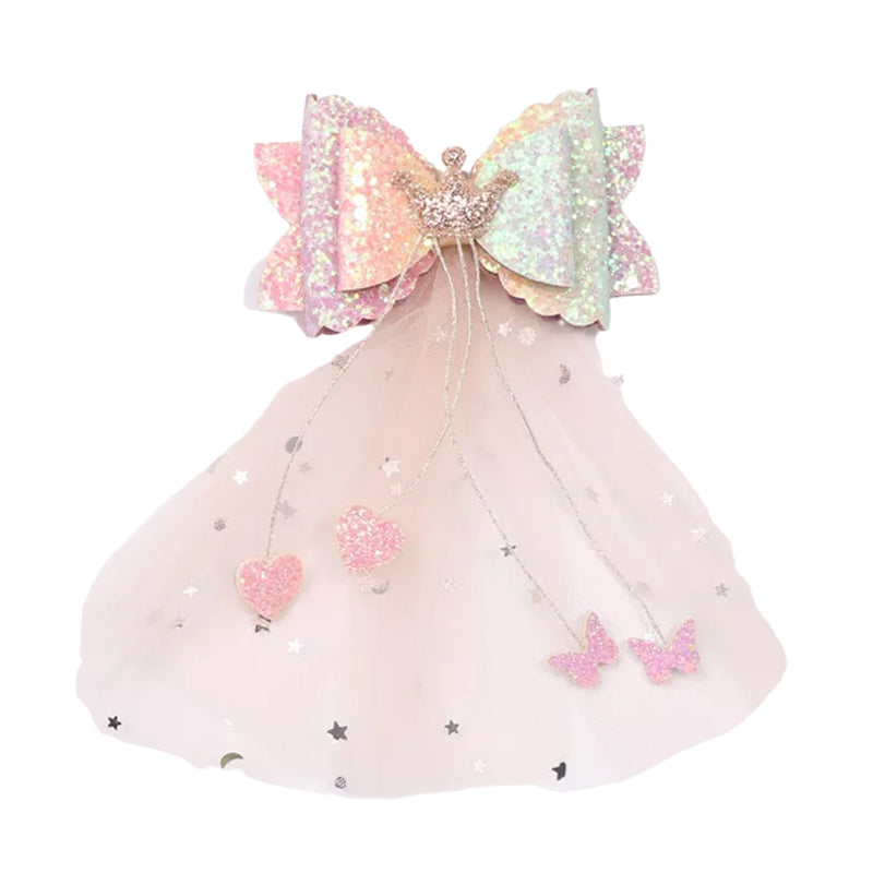 Kid Girl Bow Fringed Mesh Hair Clip Wholesale 07955939