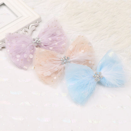 Kid Girl Bow Fringed Mesh Hair Clip Wholesale 07955939