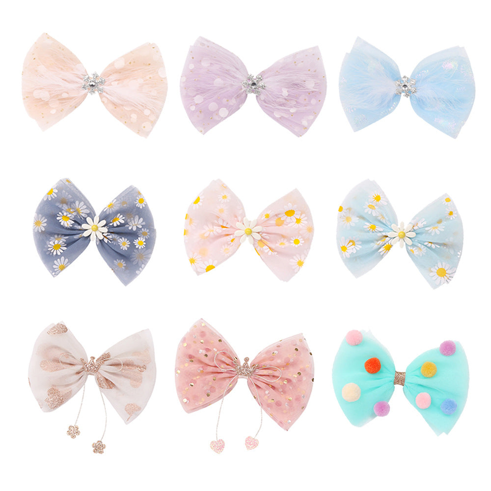 Kid Girl Bow Fringed Mesh Hair Clip Wholesale 07955939