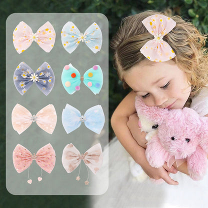 Kid Girl Bow Fringed Mesh Hair Clip Wholesale 07955939