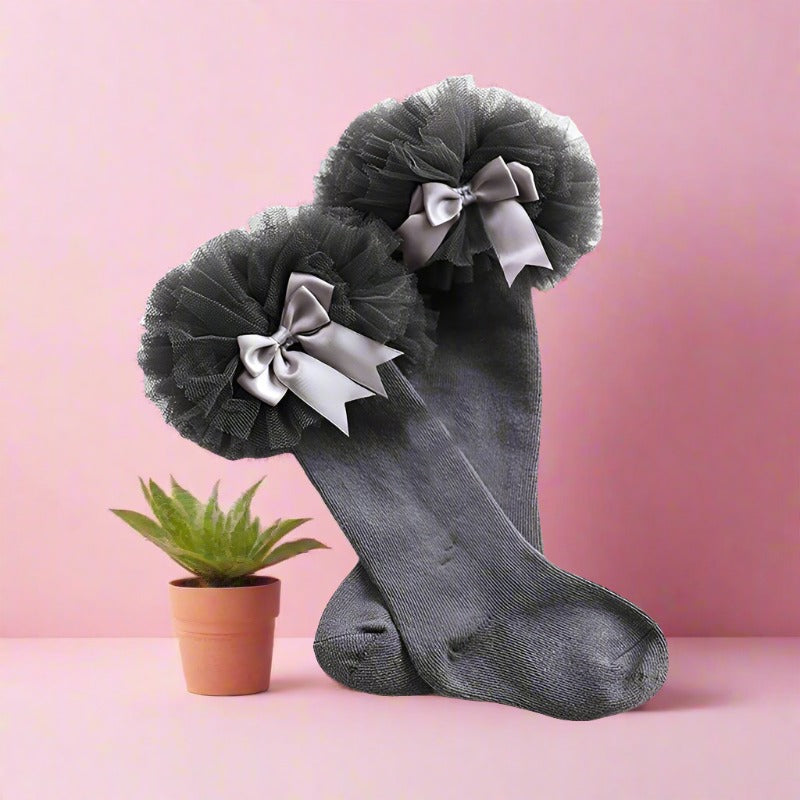 Kid Girl Bow Mesh Knee Socks