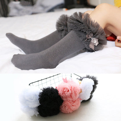 Kid Girl Bow Mesh Knee Socks