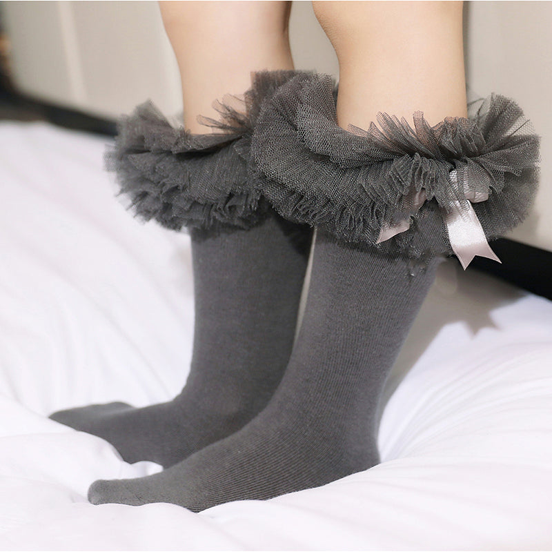 Kid Girl Bow Mesh Knee Socks