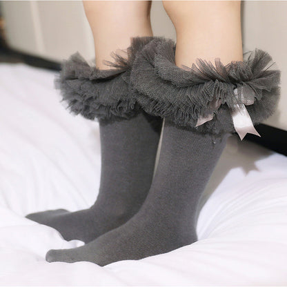Kid Girl Bow Mesh Knee Socks