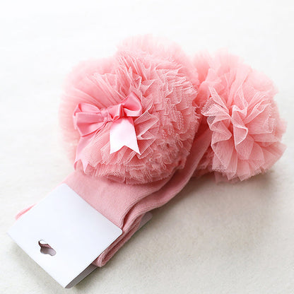 Kid Girl Bow Mesh Knee Socks