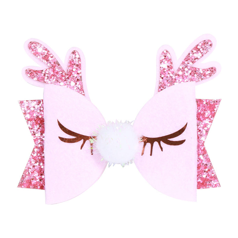 Kid Girl Christmas Sequins Antlers Hair Clip