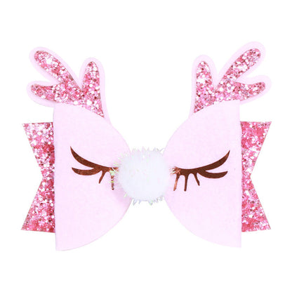 Kid Girl Christmas Sequins Antlers Hair Clip