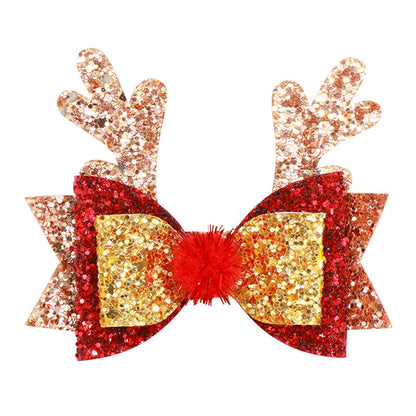 Kid Girl Christmas Sequins Antlers Hair Clip