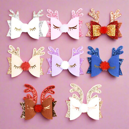 Kid Girl Christmas Sequins Antlers Hair Clip