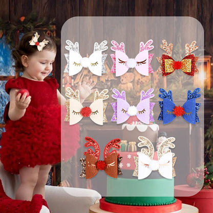 Kid Girl Christmas Sequins Antlers Hair Clip