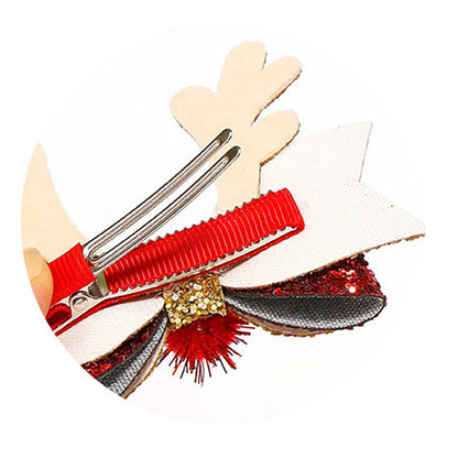 Kid Girl Christmas Sequins Antlers Hair Clip