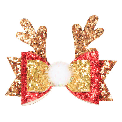 Kid Girl Christmas Sequins Bow Hair Clip