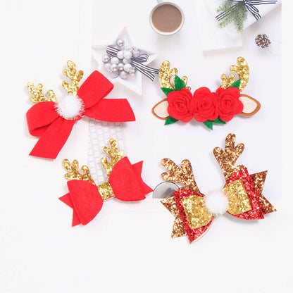 Kid Girl Christmas Sequins Bow Hair Clip