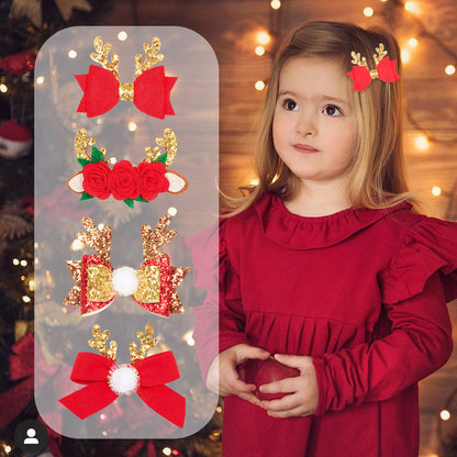 Kid Girl Christmas Sequins Bow Hair Clip