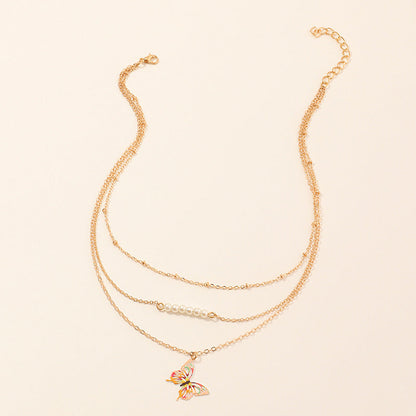 Kid Girl Metal Butterfly Multilayer Necklace Wholesale 61463098