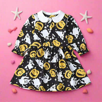 Baby Kid Girls Cartoon Print Halloween Dresses