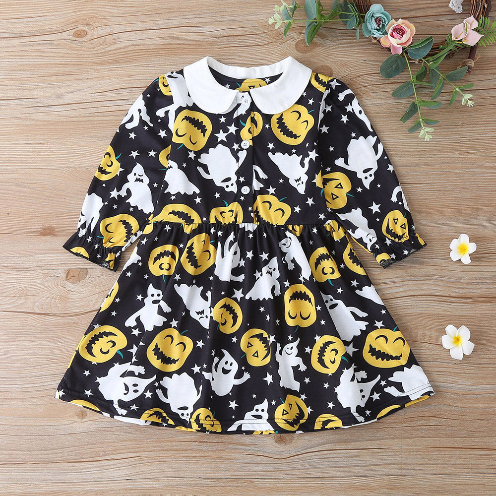 Baby Kid Girls Cartoon Print Halloween Dresses