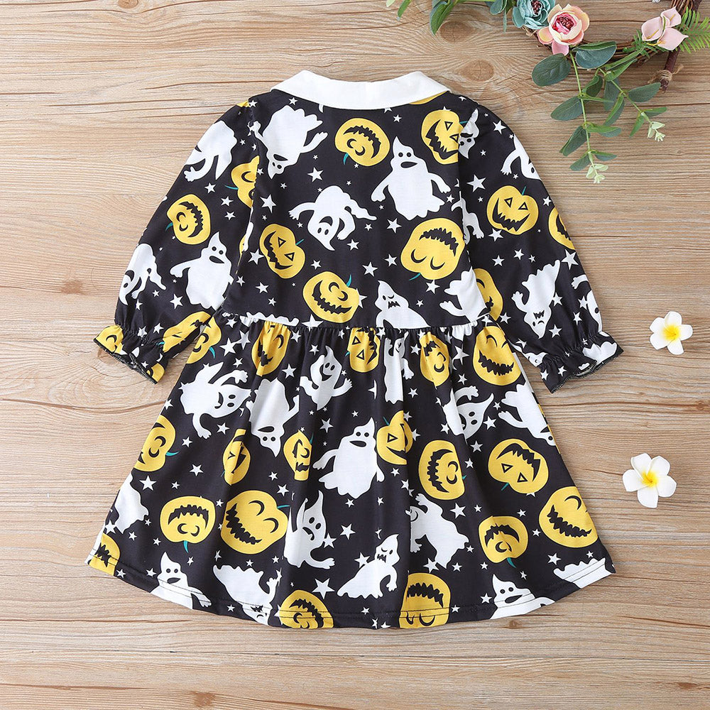 Baby Kid Girls Cartoon Print Halloween Dresses
