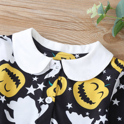 Baby Kid Girls Cartoon Print Halloween Dresses