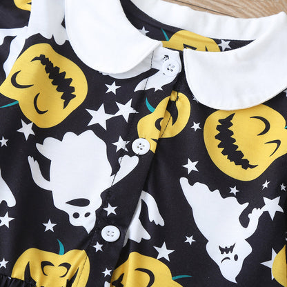 Baby Kid Girls Cartoon Print Halloween Dresses