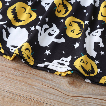 Baby Kid Girls Cartoon Print Halloween Dresses