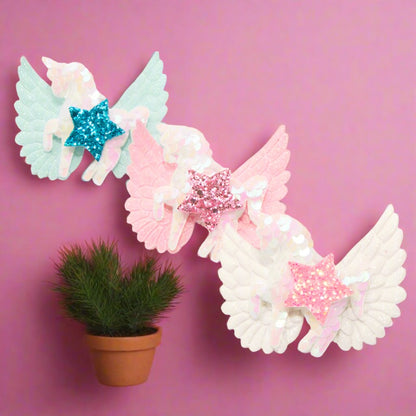 Kid Girl Sequins Unicorn & Star Hair Clip