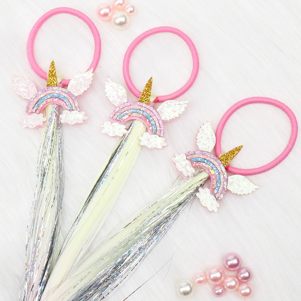 Kid Girl Unicorn Rainbow Hair Rings